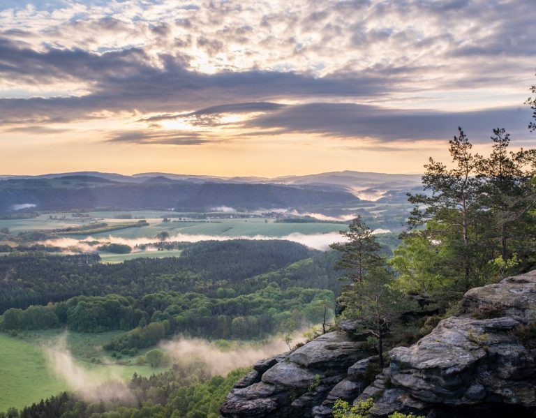 landscape-hills-covered-greenery-fog-sunset-countryside